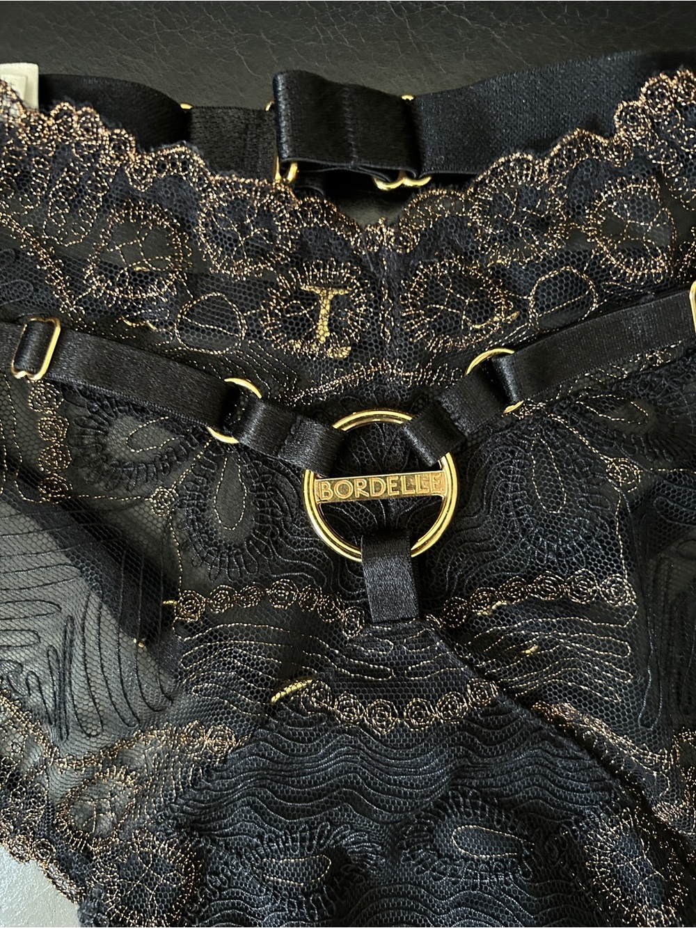 Bordelle Tierra High Waist Thong with Gold Ring Detail - Picture 4 of 10